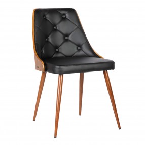 Armen Living Lily Mid-Century Dining Chair In Walnut Finish And Faux Leather