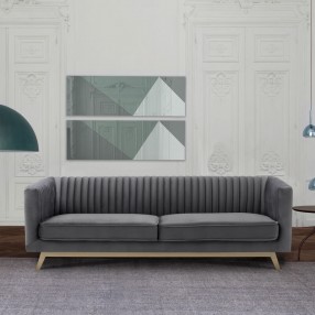 Armen Living Liv Modern Gray Velvet Sofa