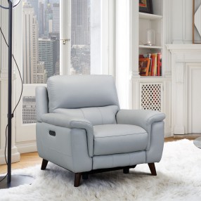 Lizette Contemporary Chair in Dark Brown Wood Finish and Dove Grey Genuine Leather - Lifestyle