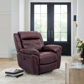Armen Living Marcel Manual Recliner Chair in Dark Brown Leather