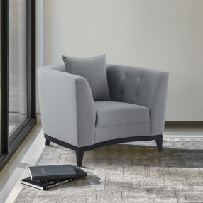 Armen Living Melange Velvet Accent Chair With Black Wood Base