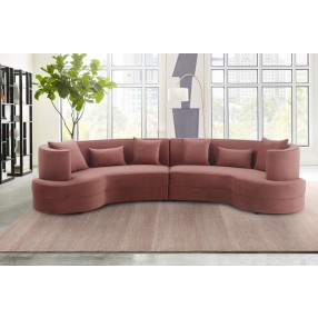 Armen Living Majestic Blush Fabric Upholstered Sectional Sofa