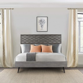 Armen Living Makena Frame Bed in Grey Acacia Wood