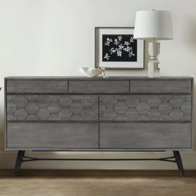 Armen Living Makena 6 Drawer Dresser in Grey Acacia Wood