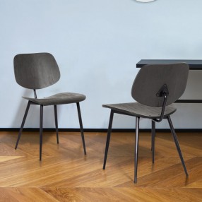 Armen Living Miki Mid-Century Black Wood Dining Accent Chairs (Set of 2) In Black Powder