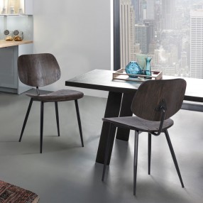 Armen Living Miki Mid-Century Walnut Wood Dining Accent Chairs (Set of 2) In Brown