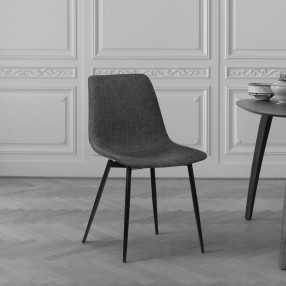 Monte Contemporary Dining Chair in Charcoal Fabric with Black Powder Coated Metal Legs