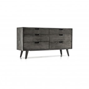 Mohave Mid-Century Tundra Grey Acacia 6 Drawer Dresser - Angled