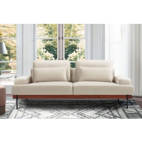 Armen Living Monet 86" Mid-Century Modern Beige Velvet Sofa