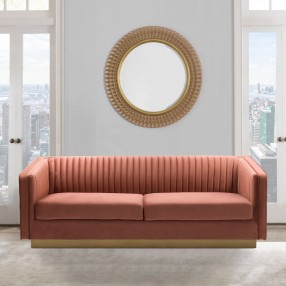 Armen Living Miranda Blush Velvet and Gold Sofa