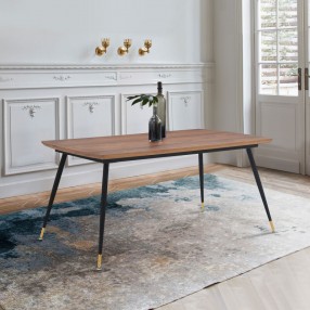 Armen Living Messina Modern Walnut And Metal Dining Room Table