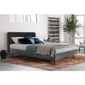 Armen Living Mohave Mid-Century Tundra Gray Acacia Platform Bed