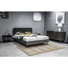 Mohave Mid-Century Tundra Grey Acacia King Platform Bed - Lifestyle