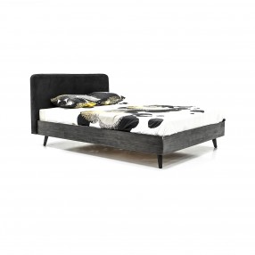 Mohave Mid Century Tundra Grey Acacia Queen Platform Bed - Angled