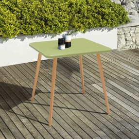 Armen Living Nassau Square Outdoor Sage Green Eucalyptus Dining Table 