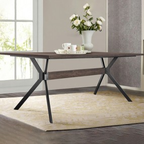 Armen Living Nevada Rustic Oak Wood Trestle Base Dining Table