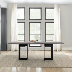 Armen Living Odet Rectangular 87" Dining Table In Concrete And Black Metal In Gray