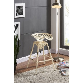 Osbourne Adjustable Industrial Metal Barstool in Antique White finish