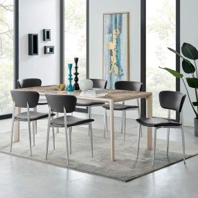 Armen Living Otello Ceramic And Metal Rectangular Dining Room Table In Champagne Silver