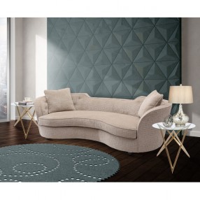 Armen Living Palisade Contemporary Sofa in Sand Velvet with Brown Wood Legs