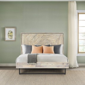 Armen Living Peridot Platform Bed Frame in Natural Acacia Wood