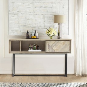 Armen Living Peridot 1 Drawer Console Table in Natural Acacia Wood