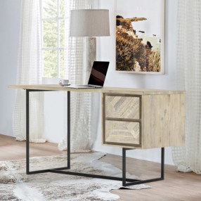 Armen Living Peridot 2 Drawer Desk in Natural Acacia Wood