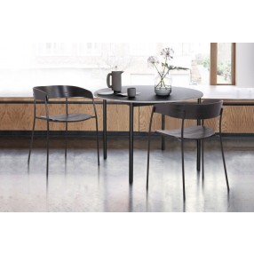 Armen Living Perry Wood And Metal Modern Dining Room Chairs Set of 2 In Black Powder Coated 