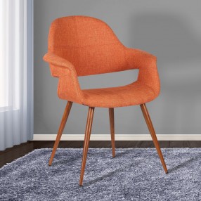 Armen Living Phoebe Mid-Century Dining Chair In Walnut Finish And Fabric