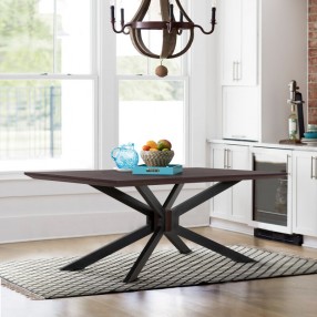 Armen Living Pirate Acacia Modern Dining Table In Coffee Bean Brush/Natural Black