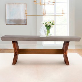 Armen Living Picadilly Rectangle Dining Table In Acacia Wood And Concrete