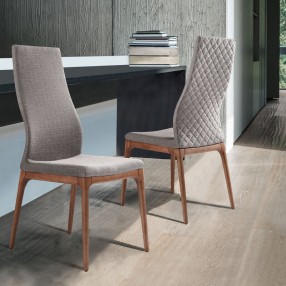 Armen Living Parker Mid-Century Dining ChairIin Walnut Finish And Gray Fabric - Set of 2