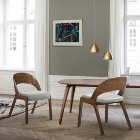 Armen Living Polly Mid-Century Upholstered Dining Chairs In Walnut Finish - Set of 2