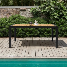 Armen Living Panama Outdoor Black Aluminum Rectangular Dining Table