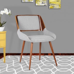 Panda Mid-Century Dining Chair Walnut Finish and Gray Fabric