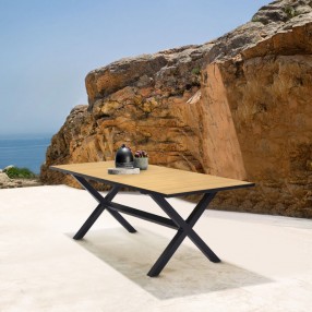Armen Living Panama Outdoor Black Aluminum Rectangular Dining Table