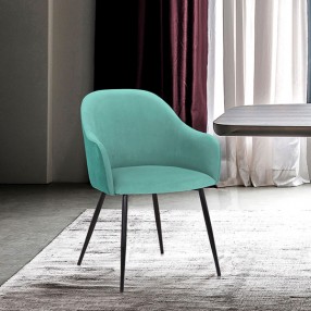 Armen Living Pixie Dining Room Chair In Fabric With Black Metal Legs