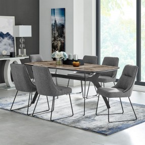 Armen Living Quartz Gray Fabric And Metal Dining Room Chairs 