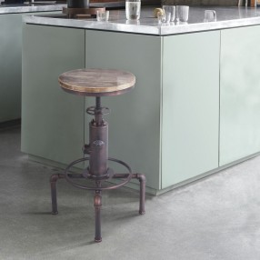 Armen Living Remy Industrial Adjustable Barstool In Industrial Copper And Pine Wood