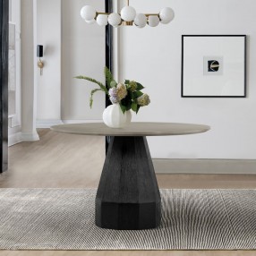 Armen Living Revival Concrete And Oak Round Dining Table In Natural