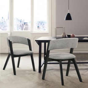 Armen Living Rowan Gray Upholstered Dining Chairs In Black Finish - Set of 2