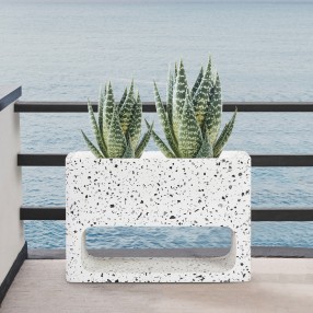 Armen Living Sunstone Indoor or Outdoor Planter in Concrete Terrazzo