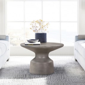 Armen Living Sephie Round Pedastal Coffee Table in Grey Concrete