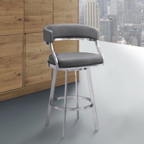 Saturn Contemporary 26" Bar Height Barstool - Grey