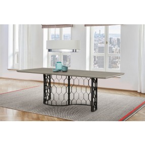 Armen Living Solange Concrete and Black Metal Rectangular Dining Table In Natural