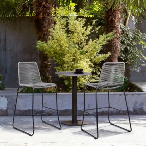 Armen Living Shasta Outdoor Metal and Grey Rope Stackable Counter Stool - Set of 2