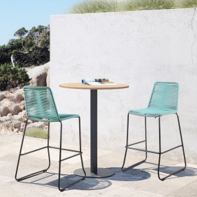 Armen Living Shasta Outdoor Metal and Rope Stackable Counter Stool - Wasabi