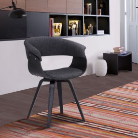 Armen Living Summer Contemporary Dining Chair In Black Brush Wood Finish And Charcoal Fabric