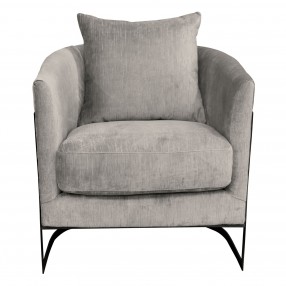 Swan Contemporary Accent Chair with Black Iron Finish and Beige - Front
