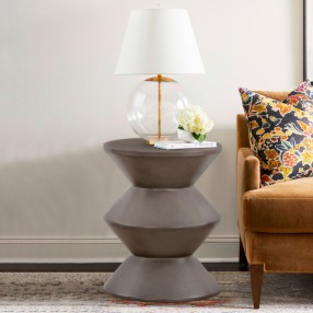 Armen Living Lizzie Concrete Indoor Outdoor Accent Stool End Table Lifestyle 